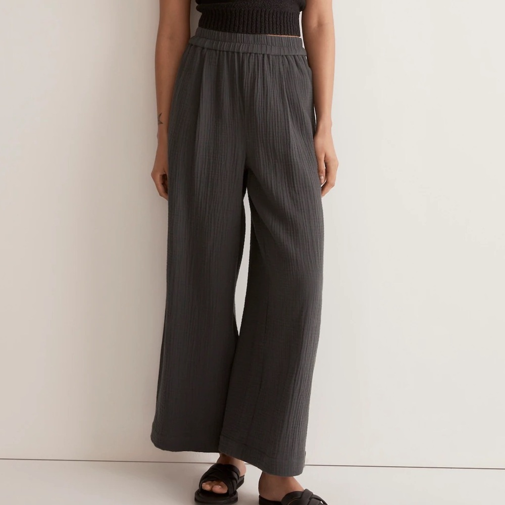 Madewell the petite untailored wide leg crop pant size XL charcoal